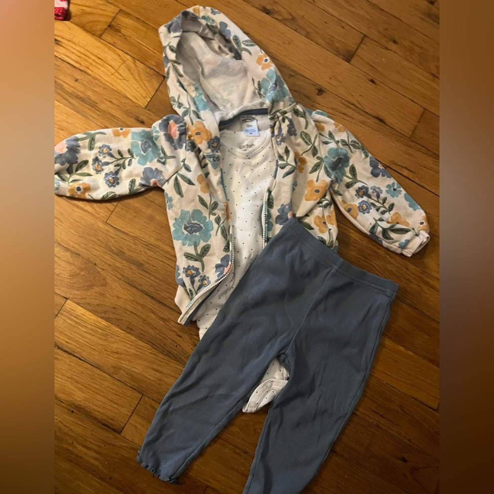 Carter's Floral Hoodie with matching onesie and leggings